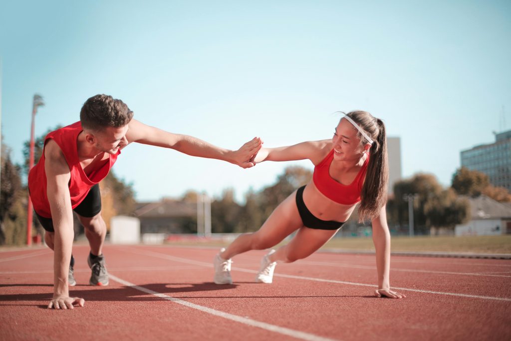 Push workout - man performing push-up exercise for upper body strength.